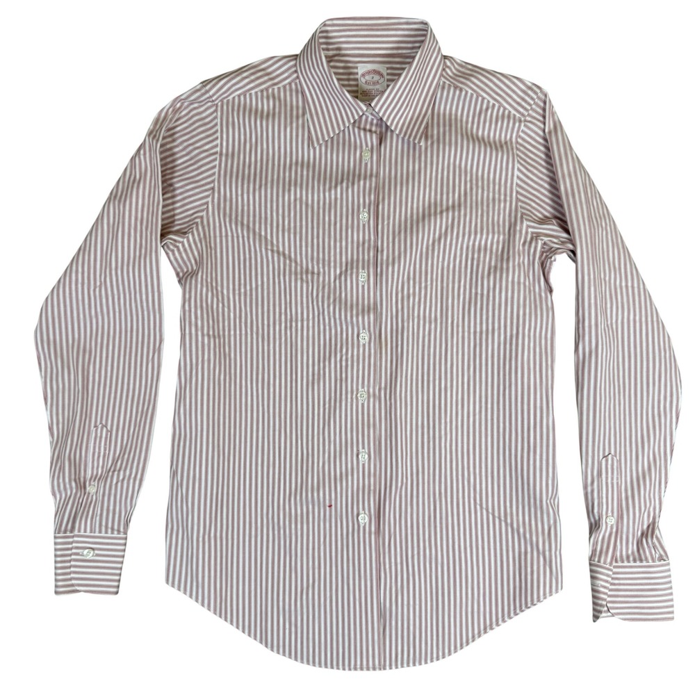 Brooks Brothers Womens 2 Classic Fit Non-Iron Stretch Striped Button Down Shirt